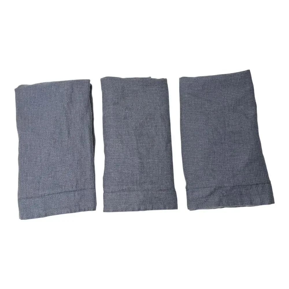 Pottery Barn Pillow Shams Set Of 3 Gray Cotton Linen Waffle Large Covers